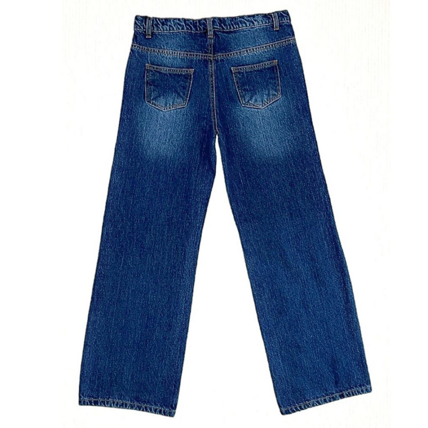 Girls Adjustable Waist Wide Leg Blue Jeans - Modest Denimwear for Teens & Tweens