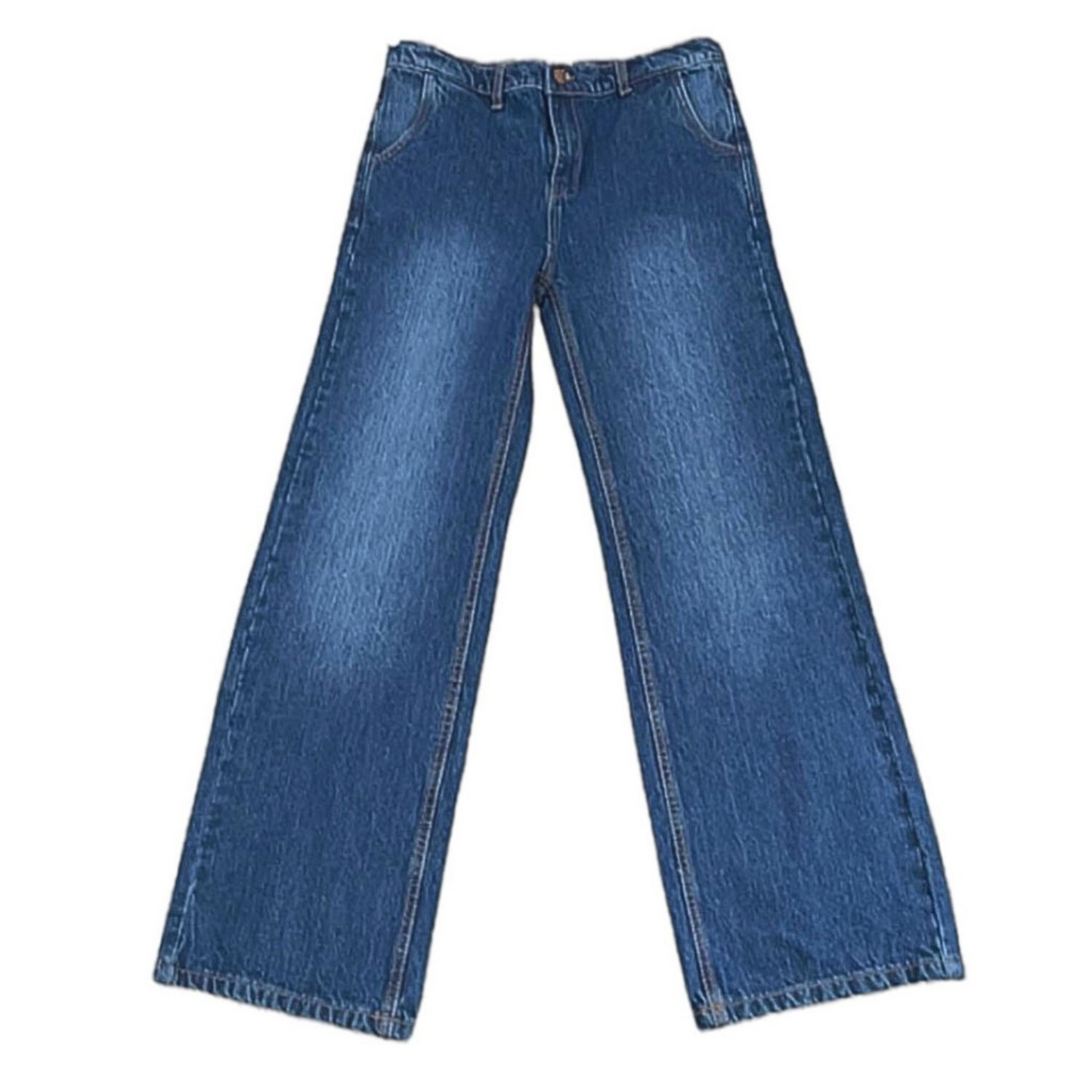Girls Adjustable Waist Wide Leg Blue Jeans - Modest Denimwear for Teens & Tweens