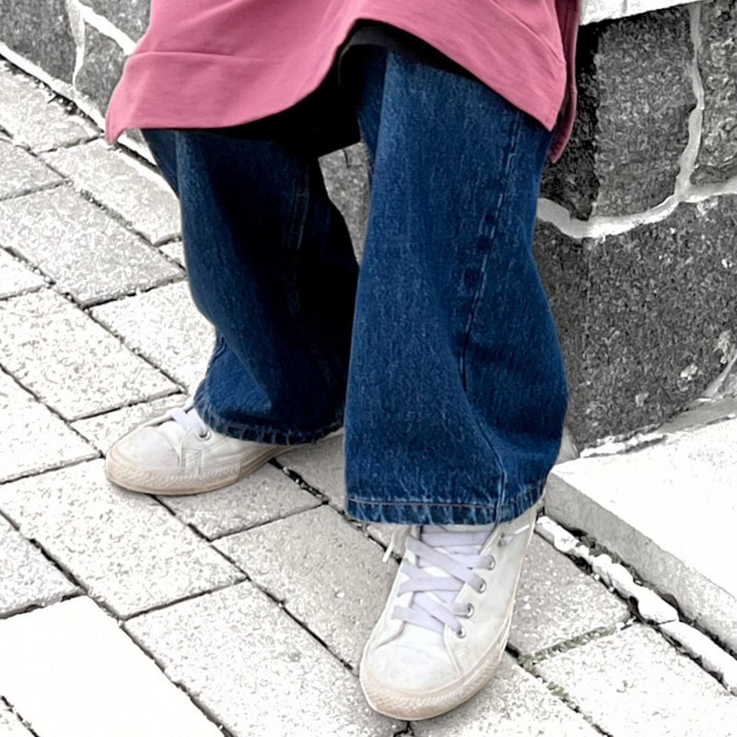 Girls Adjustable Waist Wide Leg Blue Jeans - Modest Denimwear for Teens & Tweens