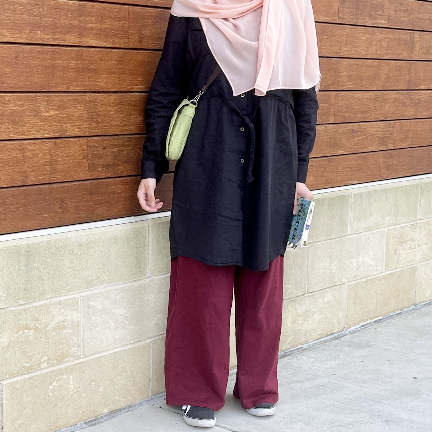Maroon Cotton Palazzo Pants w/ Pockets for Girls - Modest Casualwear for Teens & Tweens