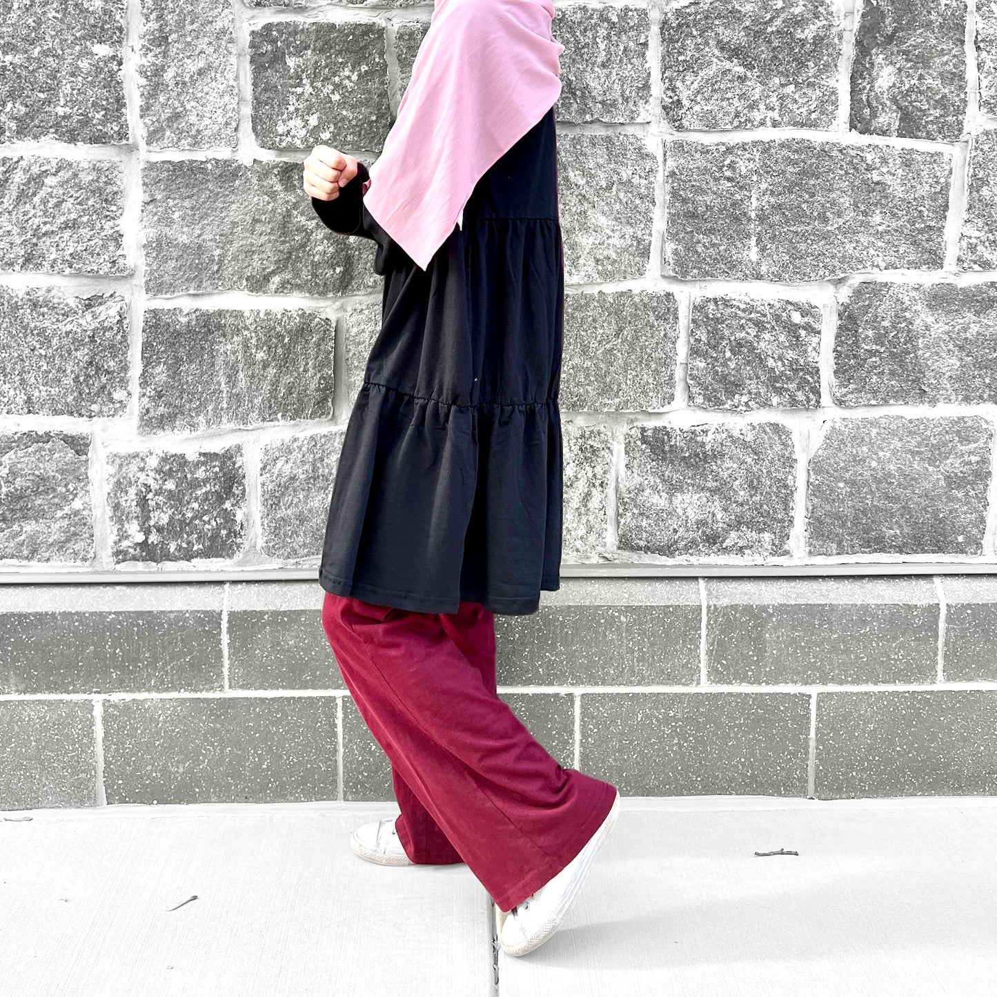 Maroon Cotton Palazzo Pants w/ Pockets for Girls - Modest Casualwear for Teens & Tweens