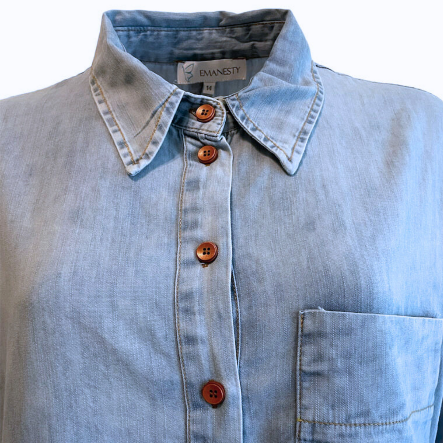 Girls Long Sleeve High-Low Denim Tunic - Modest Casualwear for Teens & Tweens