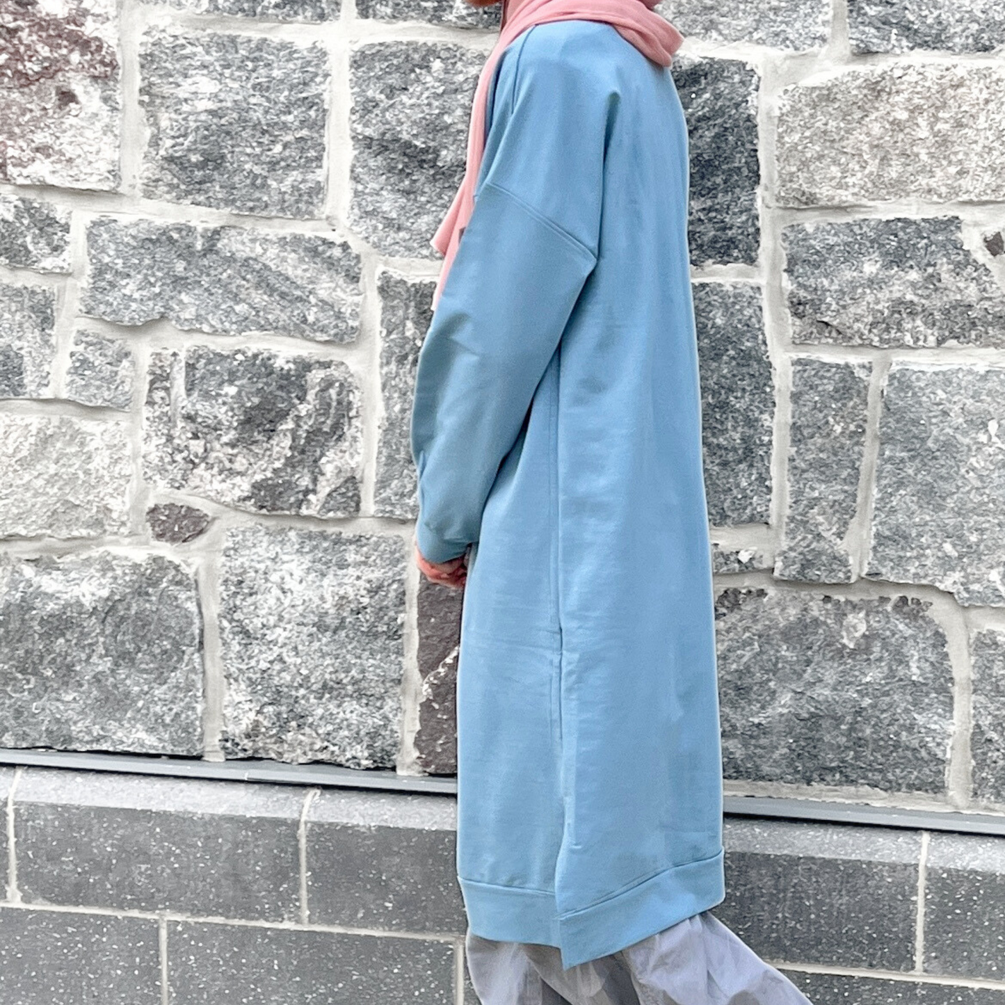 Girls Trendy Light Blue Long Sleeve Tunic - Modest Casualwear for Teens & Tweens