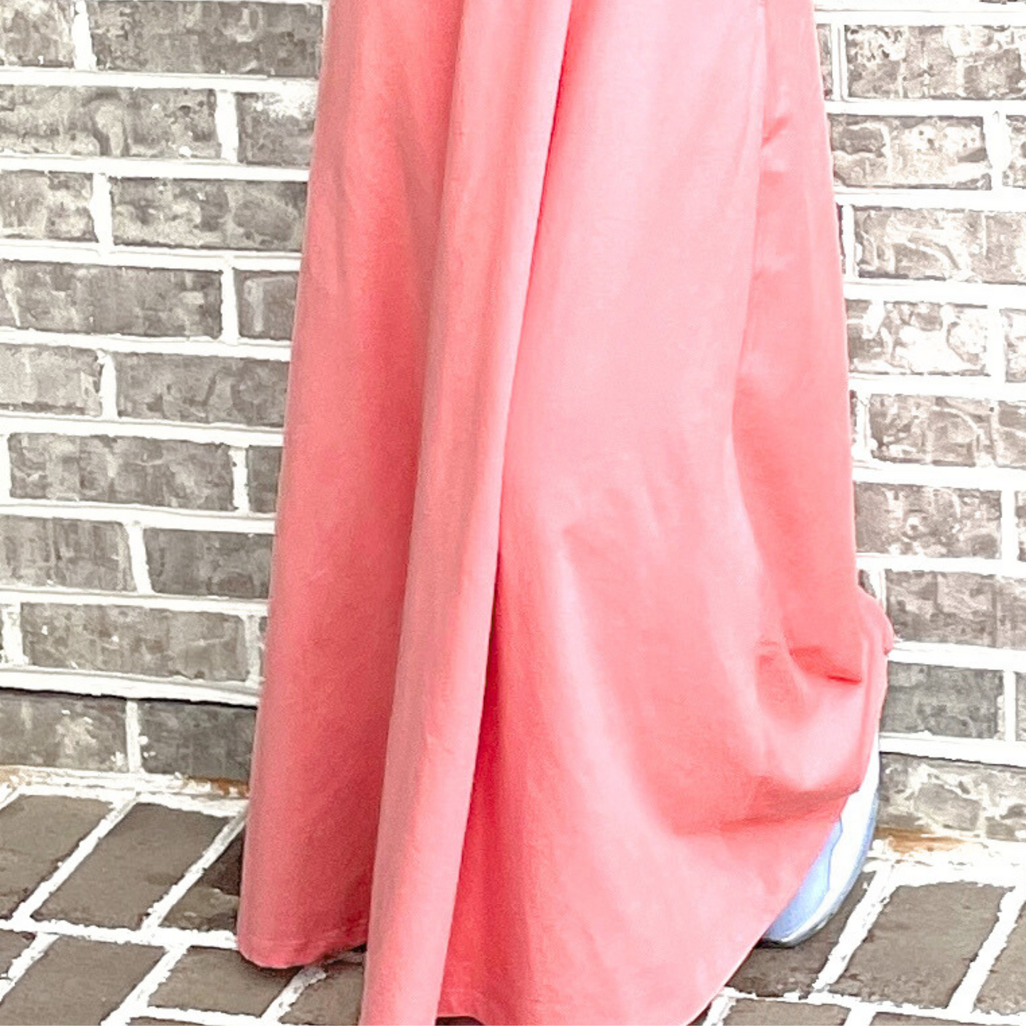 Girls Peach Long Sleeve Cotton Jersey Empire Waist Maxi Dress Abaya w/ 2 Pockets
