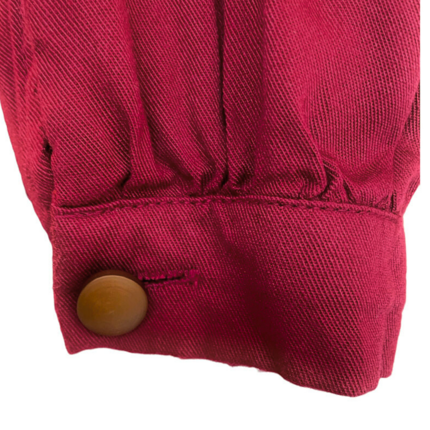Girls Deep Red Long Sleeve Tunic with Button Yoke - Modest Casualwear for Teens & Tweens