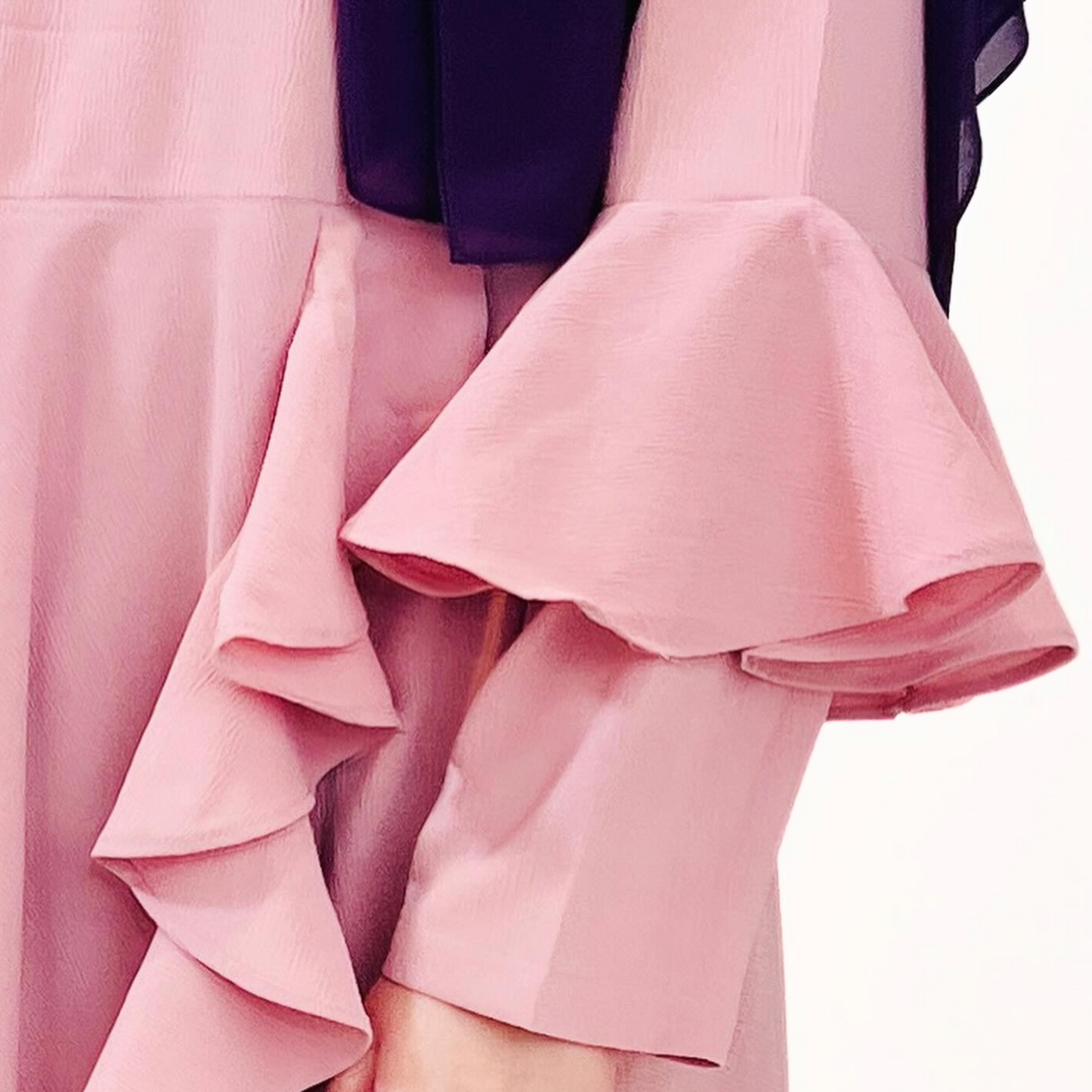Girls Long Sleeve Light Pink Ruffled Maxi Dress - Modest Formalwear for Teens & Tweens