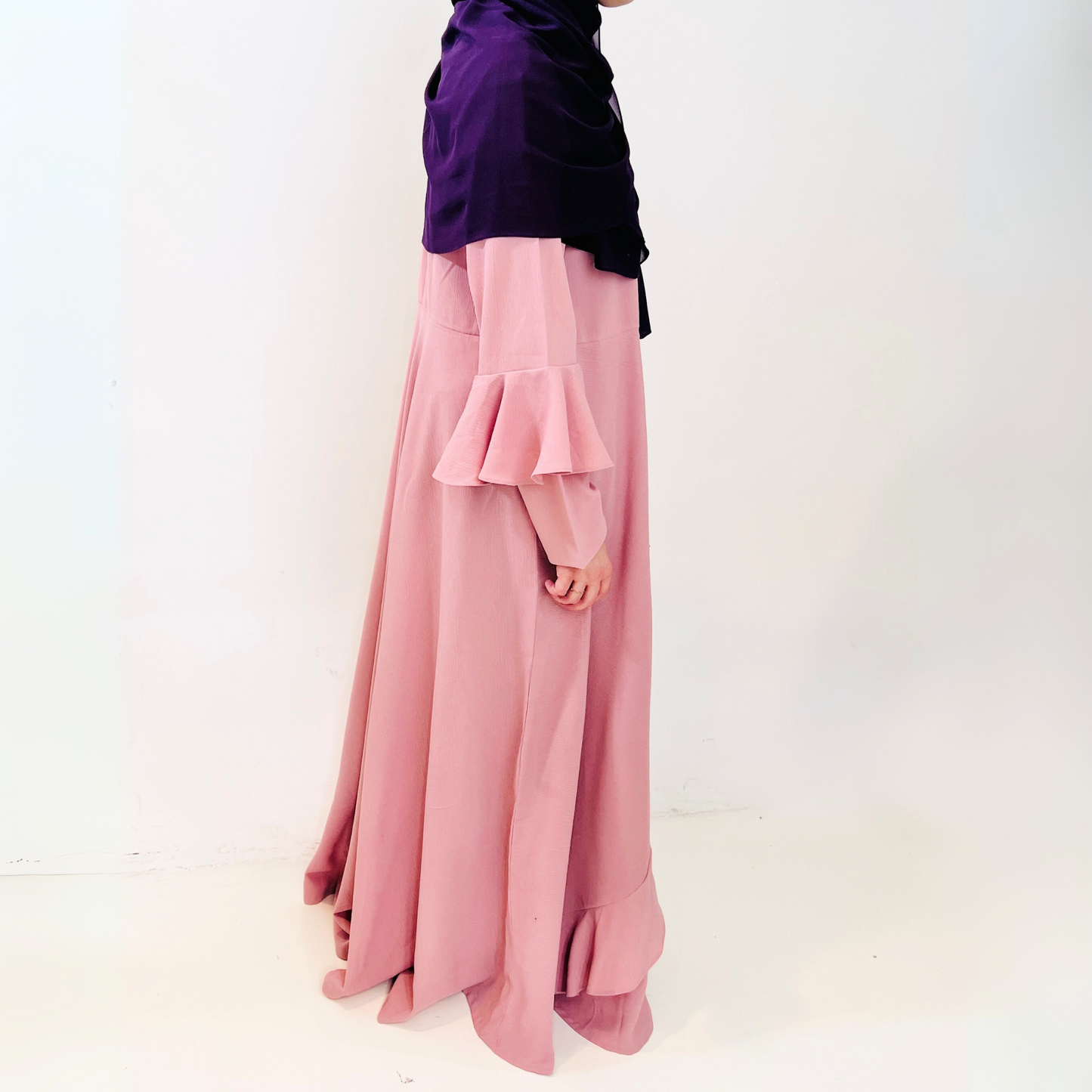 Girls Long Sleeve Light Pink Ruffled Maxi Dress - Modest Formalwear for Teens & Tweens
