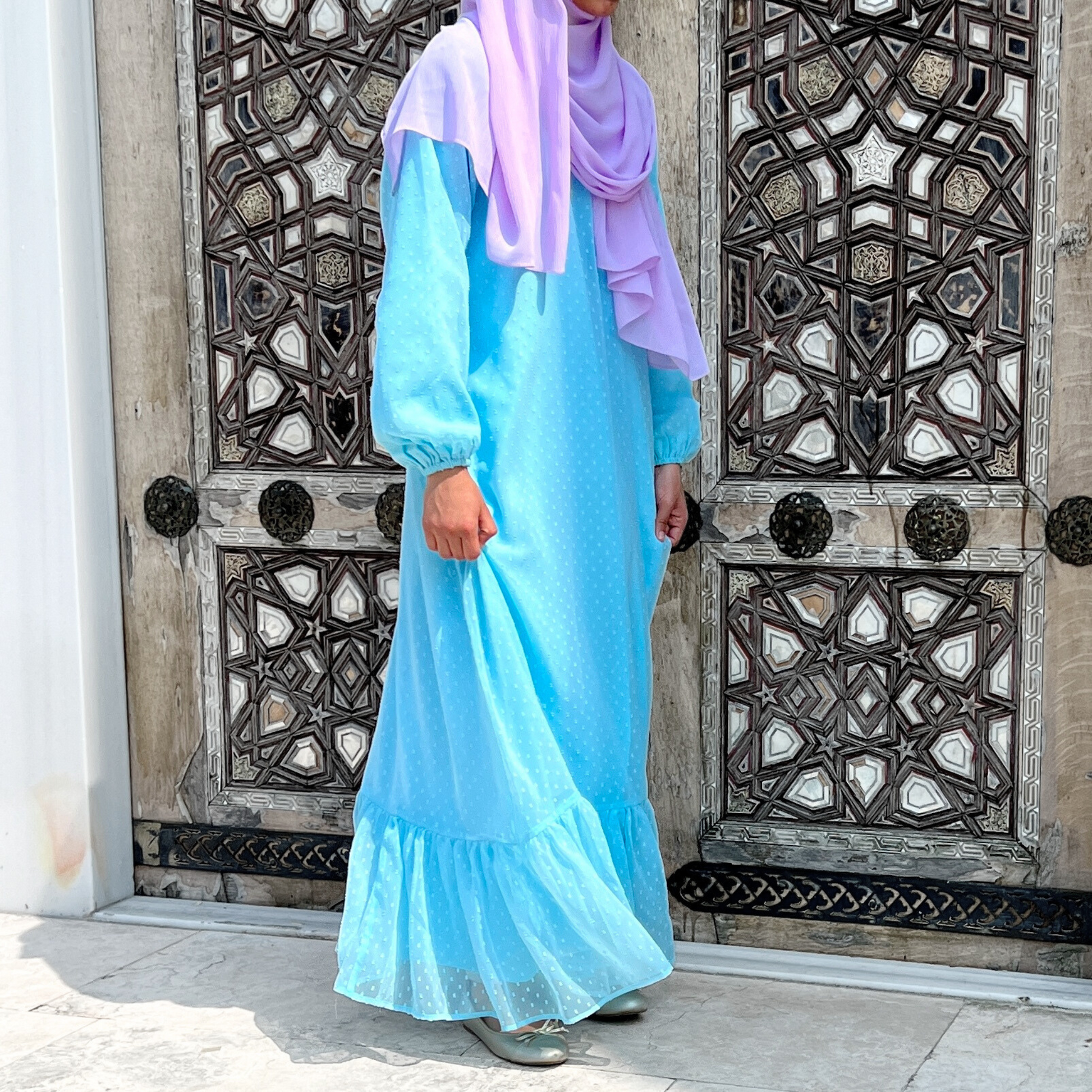 turquoise maxi dress with sleeves Sunshine 79 Ombre Illusions Long Sleeve Maxi Dress