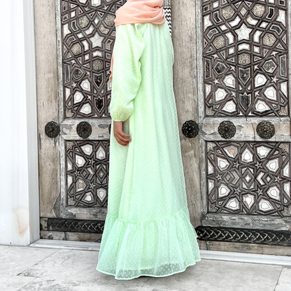 light green modest dress Modest Almond Green Floral Maxi Dress 32816CY