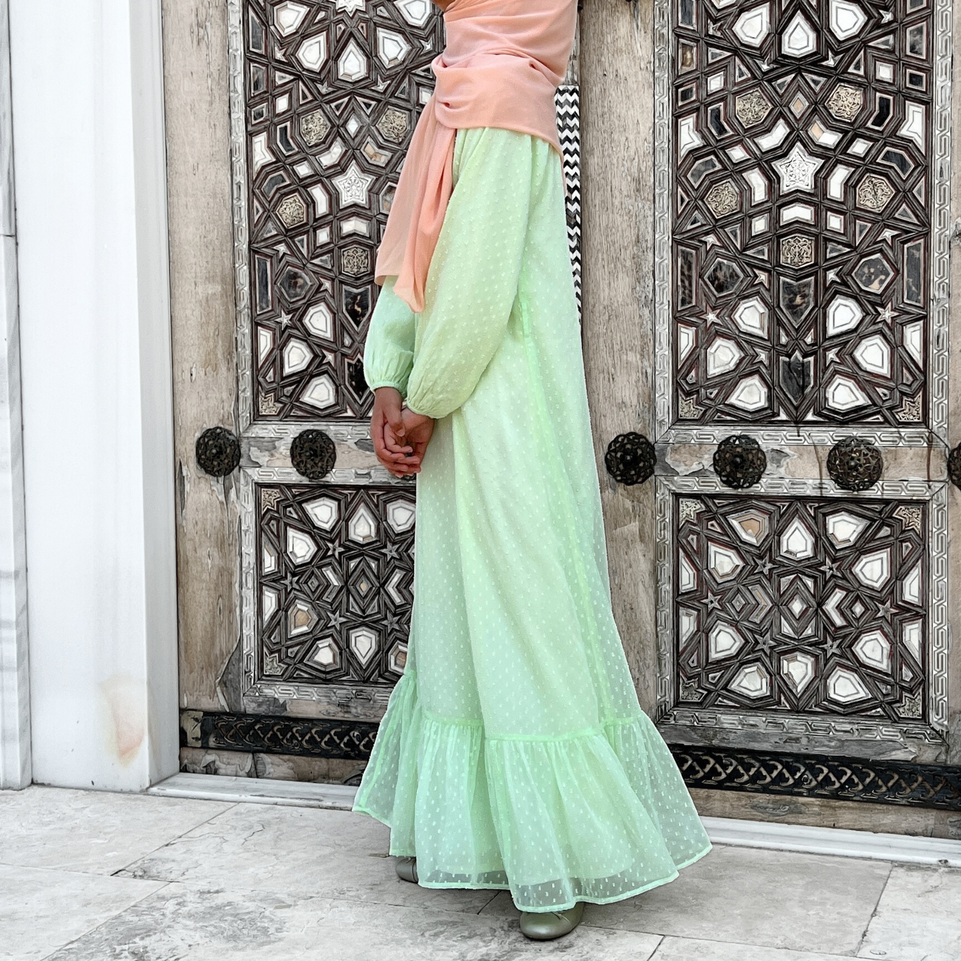 Girls Chiffon Bohemian Styled Light Green Maxi Dress- Modest Formalwear for Teens & Tweens Emanesty Girls Chiffon Bohemian Styled Light Green Maxi Dress- Modest Formalwear for Teens & Tweens Emanesty