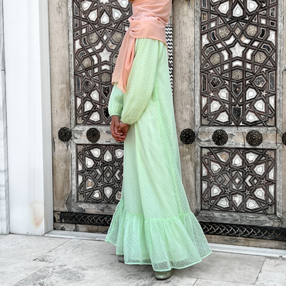 Girls Chiffon Bohemian Styled Light Green Maxi Dress- Modest Formalwear for Teens & Tweens - Girls Size 16 - Ladies Size S Girls Chiffon Bohemian Styled Light Green Maxi Dress- Modest Formalwear for Teens & Tweens - Girls Size 16 - Ladies Size S