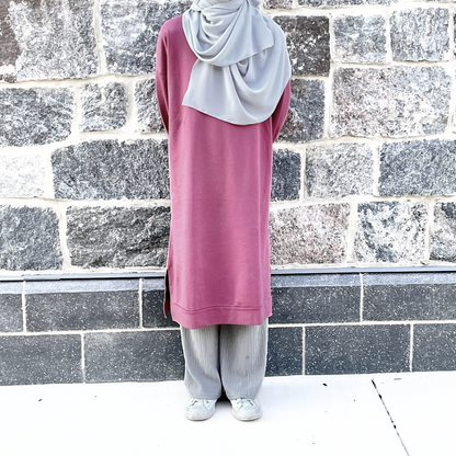 Girls Trendy Mauve Pink Long Sleeve Tunic - Modest Casualwear for Teens & Tweens